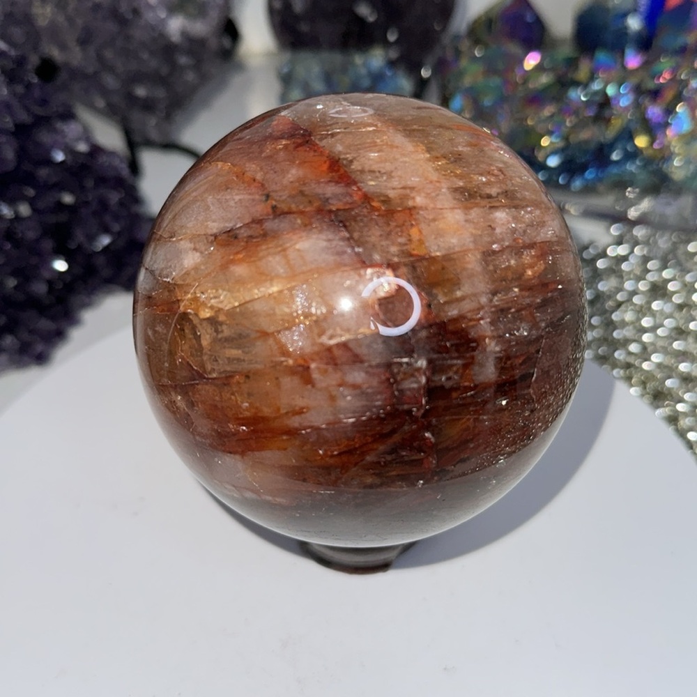 Hematoid (Fire) Quartz Large Sphere - 002 95MM 1240g - FIREQTZSPHERE002 - Picture 6 of 9